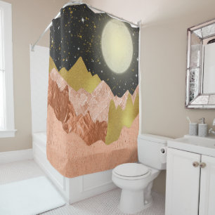 Moonlight Glow Abstract Rose Gold Mountains