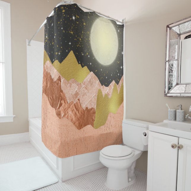 Moonlight Glow Abstract Rose Gold Mountains (In Situ)