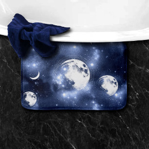 Moonlight Glow   Moon Phases in Sky Clouds Bath Mat