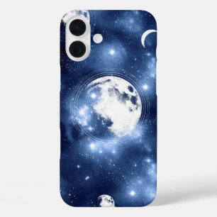 Moonlight Glow   Moon Phases in Sky Clouds iPhone 16 Plus Case