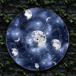 Moonlight Glow | Moon Phases in Sky Clouds Dartboard<br><div class="desc">Haunted moonlight glow. Mysterious and eye catching hand-painted night sky featuring a gorgeous seamless pattern of moon phases (full,  waning,  waxing,  crescent) in a fluff of spooky clouds casting a daring glow. For customizations or other colours,  please visit JustFharryn store @ Zazzle or contact the designer c/o fharryn@yahoo.com #zazzlemade</div>