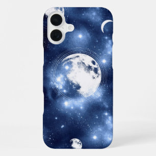 Moonlight Glow Moon Phases in Sky Clouds iPhone 16 Plus Case