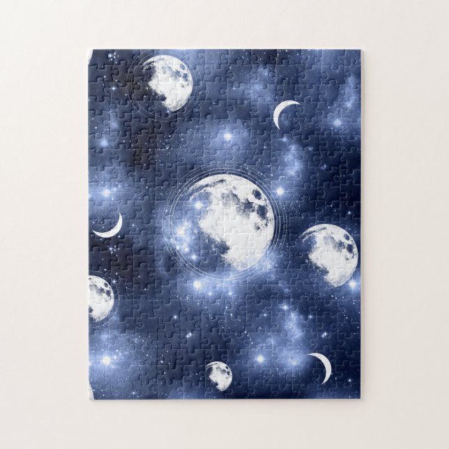 Moonlight Glow | Moon Phases in Sky Clouds Jigsaw Puzzle (Vertical)