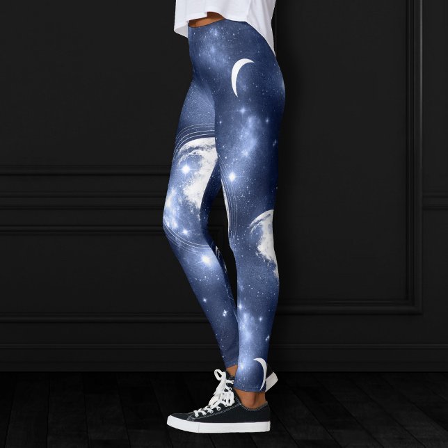 Moonlight Glow | Moon Phases in Sky Clouds Leggings (Creator Uploaded)