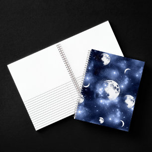 Moonlight Glow Moon Phases in Sky Clouds Notebook