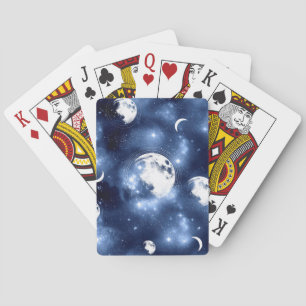 Moonlight Glow Moon Phases in Sky Clouds Playing Cards