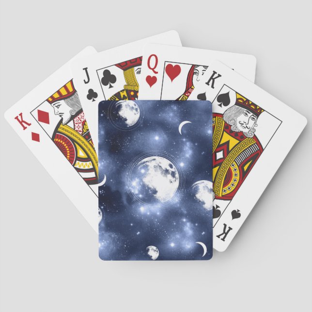 Moonlight Glow | Moon Phases in Sky Clouds Playing Cards (Back)