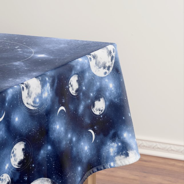 Moonlight Glow | Moon Phases in Sky Clouds Tablecloth (In Situ)