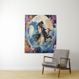 Moonlight Goddess – Ethereal Ocean Fantasy Art Pri Tapestry