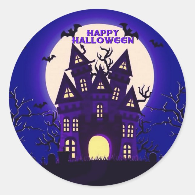 Moonlight Haunted Mansion Classic Round Sticker (Front)