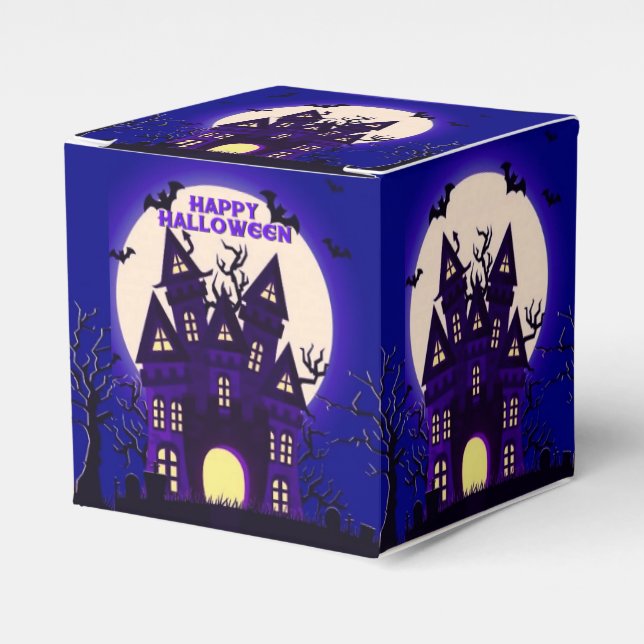 Moonlight Haunted Mansion Cube Favor Box (Front Side)