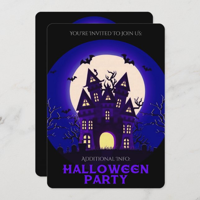 Moonlight Haunted Mansion Invitation (Front/Back)