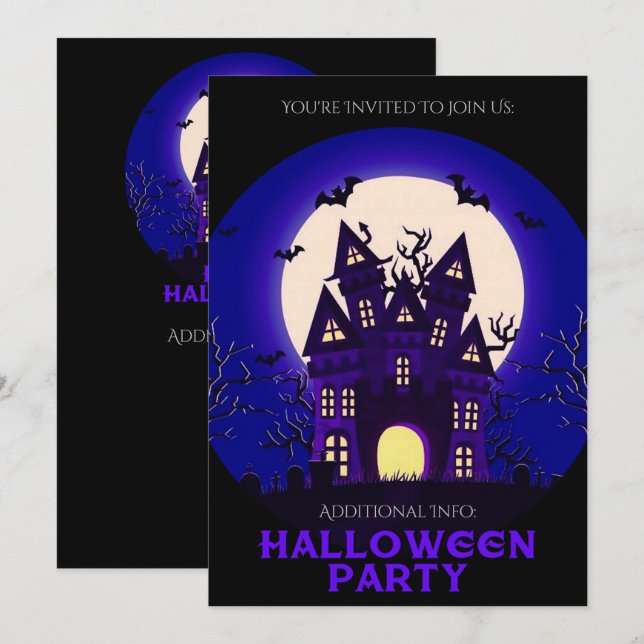 Moonlight Haunted Mansion Invitation (Front/Back)