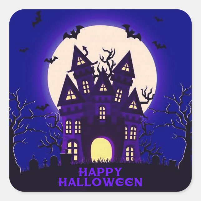 Moonlight Haunted Mansion Square Sticker (Front)