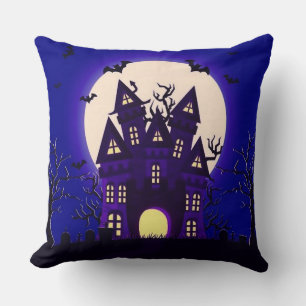 Moonlight Haunted Mansion Throw Pillow