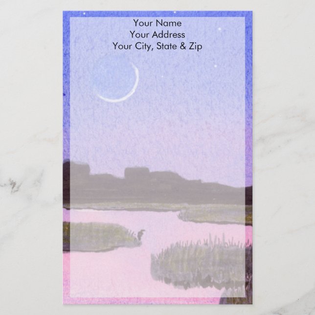 Moonlight Heron Stationery (Front)