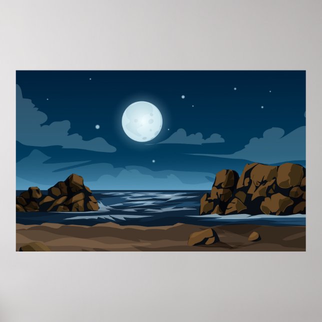  Moonlight in the beach Poster (Front)