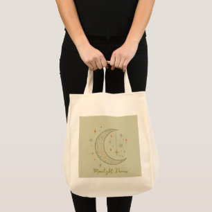 Moonlight Journey: Moon and Star Grocery Tote Bag