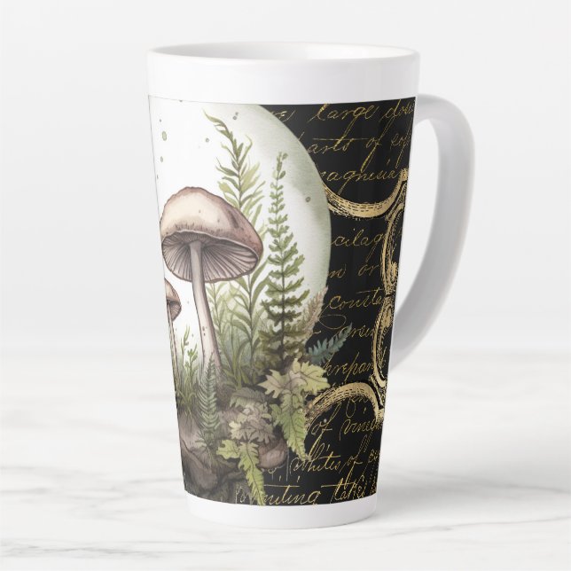 Moonlight Mushroom Garden Latte Mug (Right Angle)