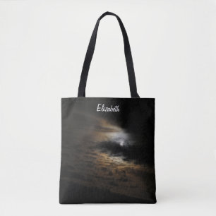 Moonlight on Clouds Night Sky Photo Personalized Tote Bag