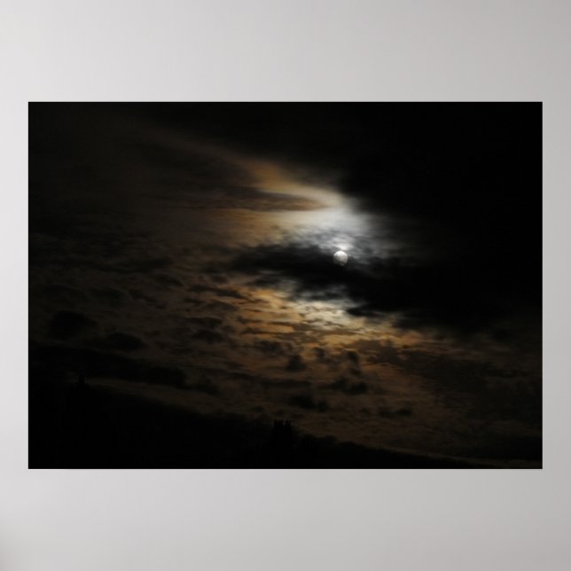 Moonlight on Clouds Night Sky Photo Poster (Front)