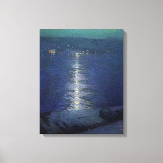 Moonlight on the River, 1919 Canvas Print (Front)