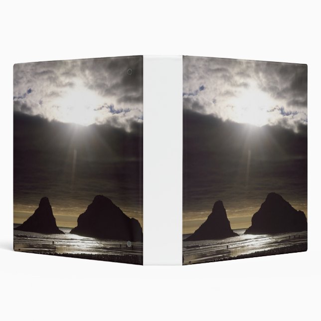 Moonlight Over Ocean Rocks Oregon Binder (Background)