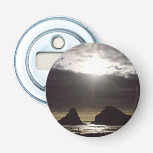 Moonlight Over Ocean Rocks Oregon Bottle Opener
