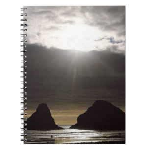 Moonlight Over Ocean Rocks Oregon Notebook