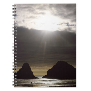Moonlight Over Ocean Rocks Oregon Notebook