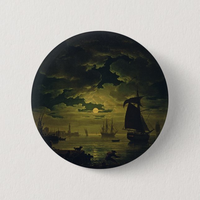 Moonlight Over Palermo High-Fidelity Fine Art  2 Inch Round Button (Front)