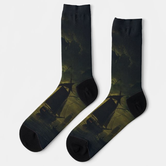 Moonlight Over Palermo High-Fidelity Fine Art  Socks (Left)