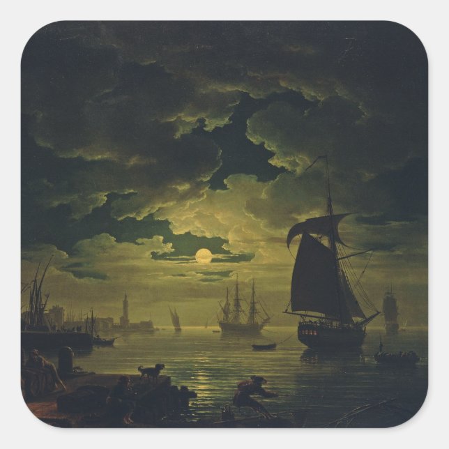 Moonlight Over Palermo High-Fidelity Fine Art  Square Sticker (Front)