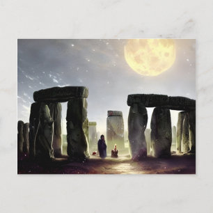 Moonlight Over Stonehenge Digital Art Postcard