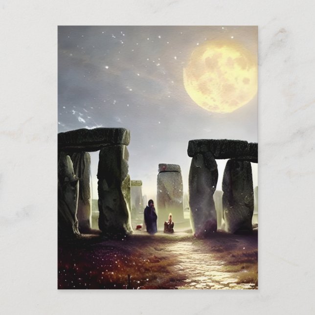 Moonlight Over Stonehenge Digital Art   Postcard (Front)