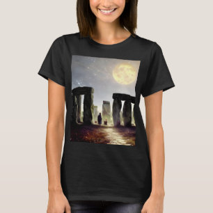 Moonlight Over Stonehenge Digital Art   T-Shirt