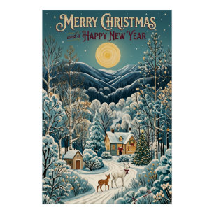 Moonlight Over Winter Valley Poster