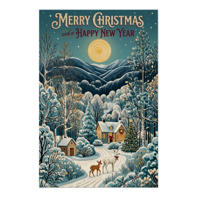 Moonlight Over Winter Valley Poster (Front)