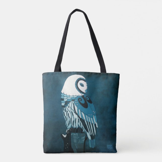 Moonlight Owl Art Tote Bag (Back)