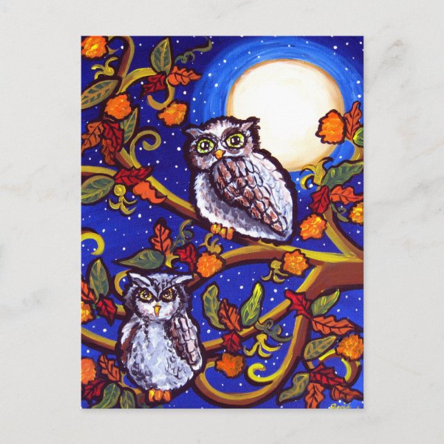 Moonlight Owls Postcard (Front)