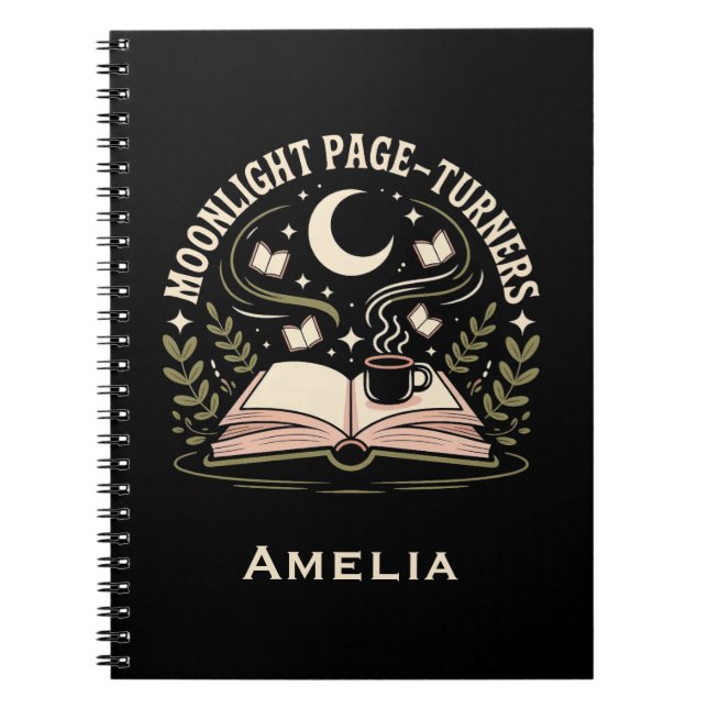Moonlight Page Turners Lecture Journal avec nom (Devant)