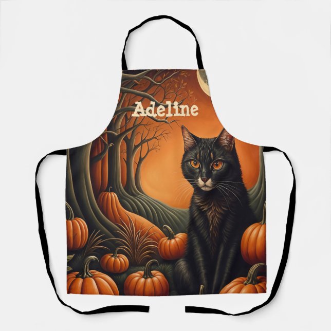 Moonlight Pumpkin Patch Personalized Halloween Apron (Front)