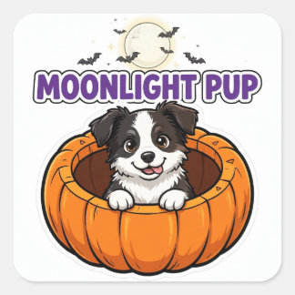Moonlight Pup Sticker — Border Collie Giant Pumpki