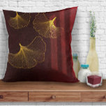 Moonlight Romance Burgundy ID881  Throw Pillow<br><div class="desc">This exciting wedding collection features intriguing lighting effects, golden foliage and uses a handwritten script font to add a modern touch. The coordinating throw pillow shown here has ginko leaves drifting in the moonlight giving it a romantic, ethereal quality. Search ID881 to see other colour choices and coordinating pieces for...</div>