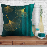 Moonlight Romance Emerald Green ID881 Throw Pillow<br><div class="desc">This exciting wedding collection features intriguing lighting effects, golden foliage and uses a handwritten script font to add a modern touch. The coordinating throw pillow shown here has ginko leaves drifting in the moonlight giving it a romantic, ethereal quality. Search ID881 to see other colour choices and coordinating pieces for...</div>