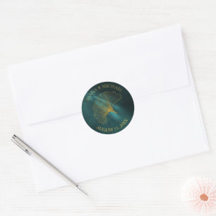 Moonlight Romance Wedding2 Emerald Green ID881 Classic Round Sticker