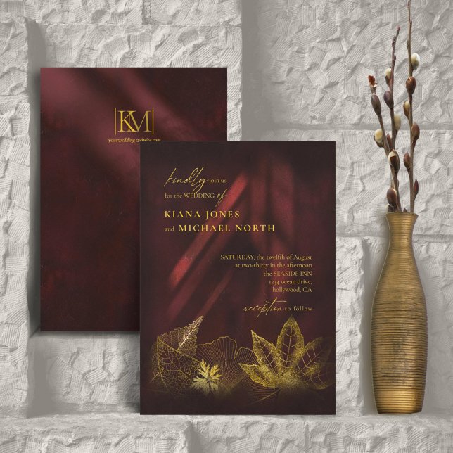 Moonlight Romance Wedding Burgundy ID881 Invitation (Creator Uploaded)
