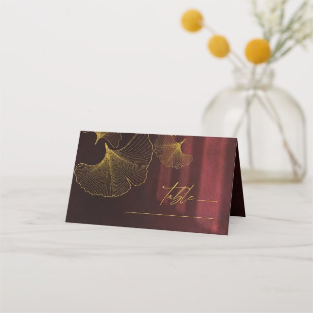 Moonlight Romance Wedding Burgundy ID881 Place Card (Front)