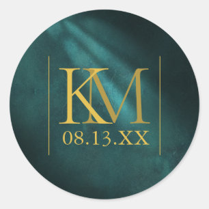 Moonlight Romance Wedding Emerald Green ID881 Classic Round Sticker