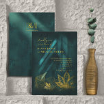 Moonlight Romance Wedding Emerald Green ID881 Invitation<br><div class="desc">This exciting wedding collection features intriguing lighting effects, golden foliage and uses a handwritten script font to add a modern touch. The wedding invitation shown here has all the above with a striking layout that makes it stand out from the crowd. Add your event details using the provided template. Search...</div>